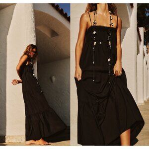 NEW ZARA tiered poplin midi black 0881 dress